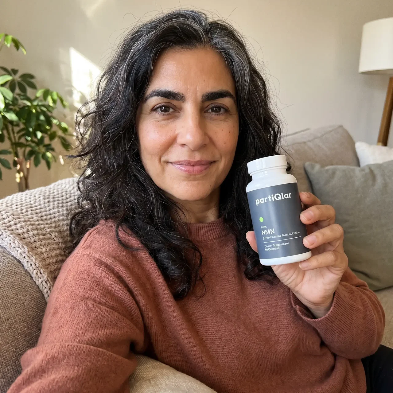 partiQlar customer holding a bottle of Pure NMN